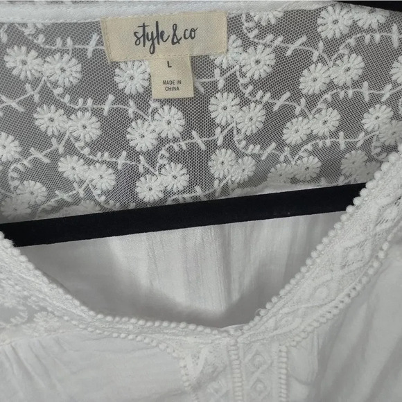 STYLE & CO SHEER BLOUSE - WHITE - Picture 3 of 4